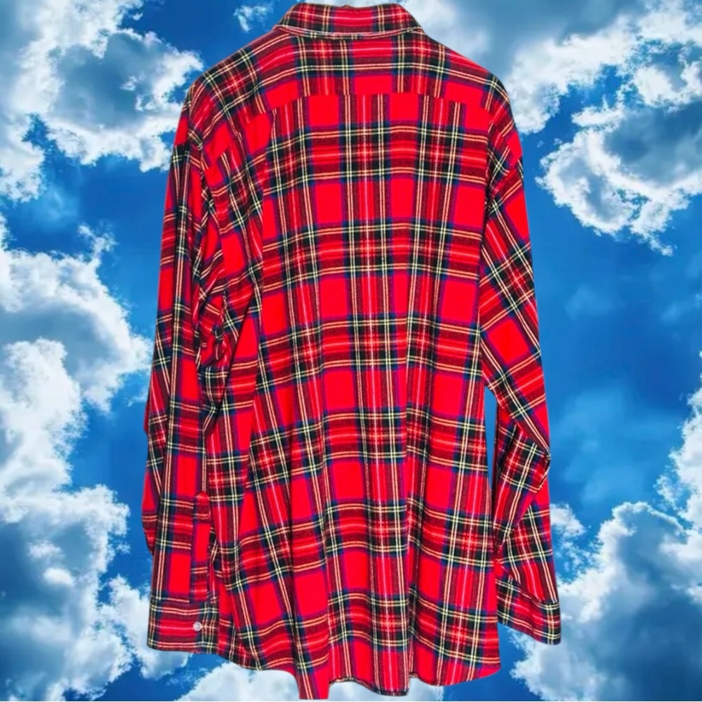 L.L. Bean VTG Vibrant Mens XXL  Red and Black Tartan Plaid Shirt No stains rips - Picture 2 of 5
